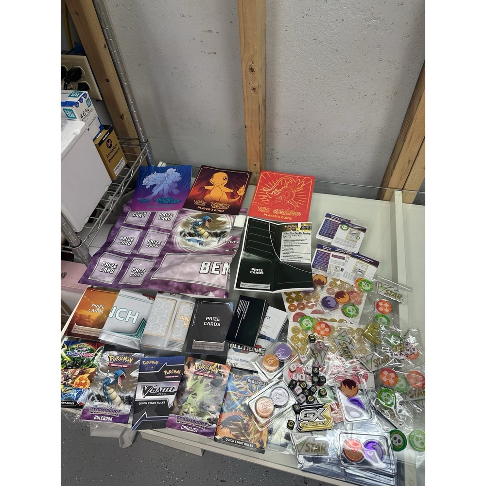 Lot of Pokemon TCG Playing Dice, Damage Counters, VStar, player guides, playmat